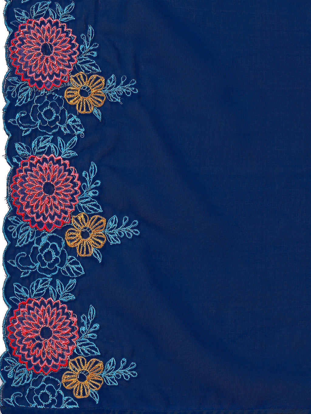 Placement Hand Embroidered Kurta With Pant & Embroidered Organza Dupatta, Multicolor - Hiral Fashion | Grocsy
