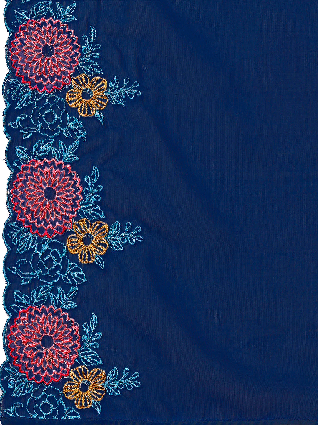 Placement Hand Embroidered Kurta With Pant & Embroidered Organza Dupatta, Multicolor - Hiral Fashion | Grocsy