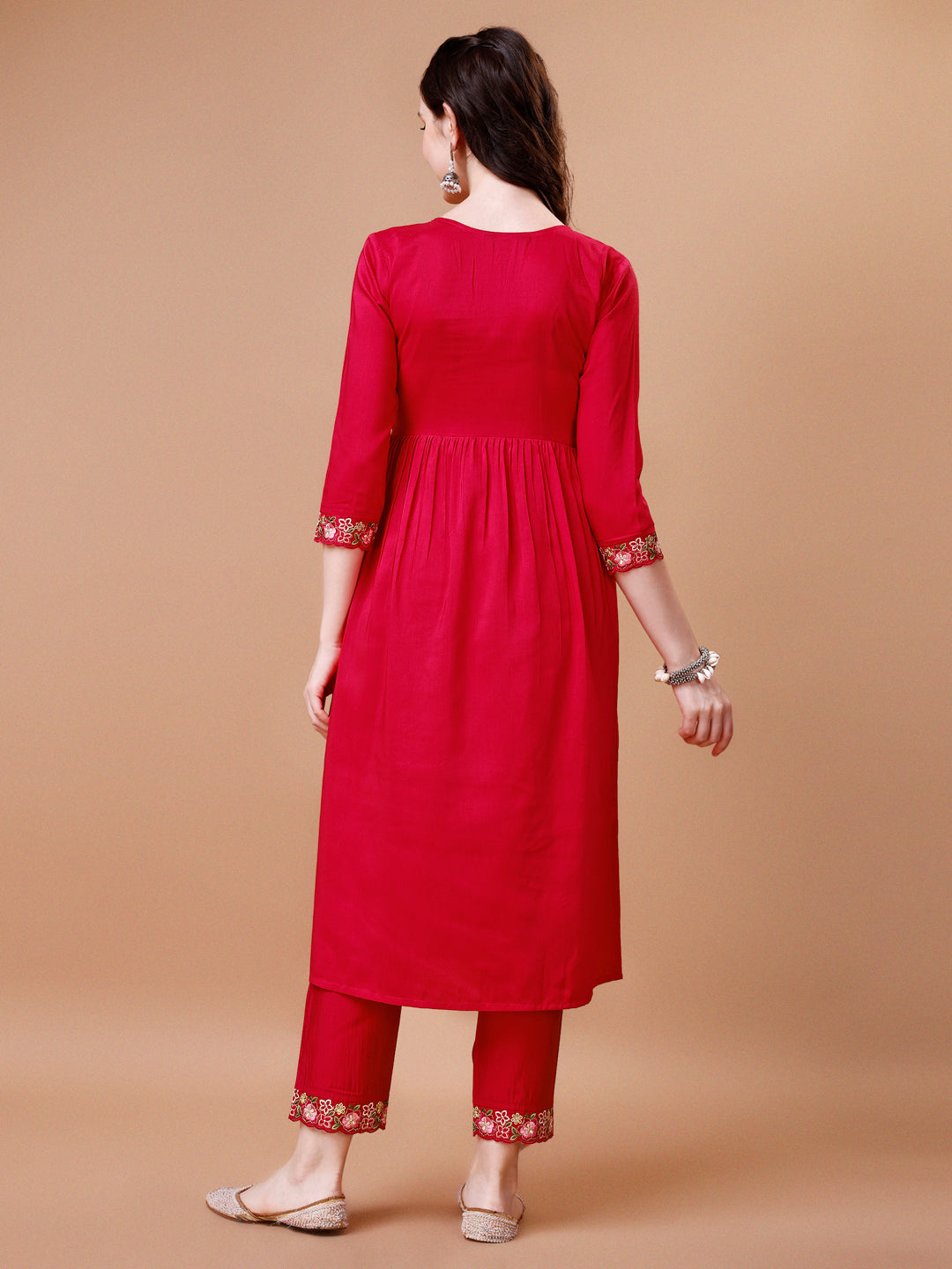 Alia Cut Embroidered Kurta With Pant & Organza Embroidered Dupatta Premium, Multicolor - Hiral Fashion | Grocsy