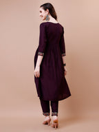 Alia Cut Embroidered Kurta With Pant & Organza Embroidered Dupatta Premium, Multicolor - Hiral Fashion | Grocsy