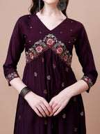 Alia Cut Embroidered Kurta With Pant & Organza Embroidered Dupatta Premium, Multicolor - Hiral Fashion | Grocsy