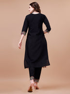 Hand Embroidered Kurta With Pant & Embroidered Organza Dupatta Premium, Multicolor - Hiral Fashion | Grocsy