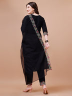 Hand Embroidered Kurta With Pant & Embroidered Organza Dupatta Premium, Multicolor - Hiral Fashion | Grocsy