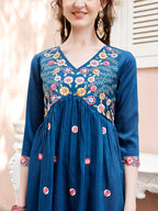 Hand Embroidered Alia Cut Kurta With Pant & Embroidered Organza Dupatta Premium Luxury, Multicolor - Hiral Fashion | Grocsy