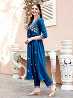 Hand Embroidered Alia Cut Kurta With Pant & Embroidered Organza Dupatta Premium Luxury, Multicolor - Hiral Fashion | Grocsy