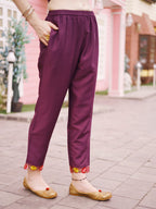 Hand Embroidered Alia Cut Kurta With Pant & Embroidered Organza Dupatta Premium, Multicolor - Hiral Fashion | Grocsy