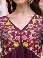 Hand Embroidered Alia Cut Kurta With Pant & Embroidered Organza Dupatta Premium, Multicolor - Hiral Fashion | Grocsy