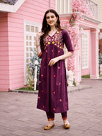 Hand Embroidered Alia Cut Kurta With Pant & Embroidered Organza Dupatta Premium, Multicolor - Hiral Fashion | Grocsy