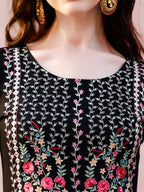 Nyra Cut Floral Front Embroidered Kurta With Pant & Organza Embroidered Dupatta Premium Luxury, Multicolor - Hiral Fashion | Grocsy