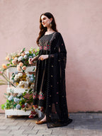 Nyra Cut Floral Front Embroidered Kurta With Pant & Organza Embroidered Dupatta Premium Luxury, Multicolor - Hiral Fashion | Grocsy