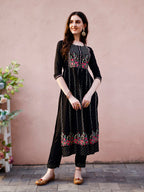 Nyra Cut Floral Front Embroidered Kurta With Pant & Organza Embroidered Dupatta Premium Luxury, Multicolor - Hiral Fashion | Grocsy