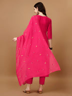 Nyra Cut Embroidered Kurta With Pant & Organza Embroidered Dupatta Luxury, Multicolor - Hiral Fashion | Grocsy