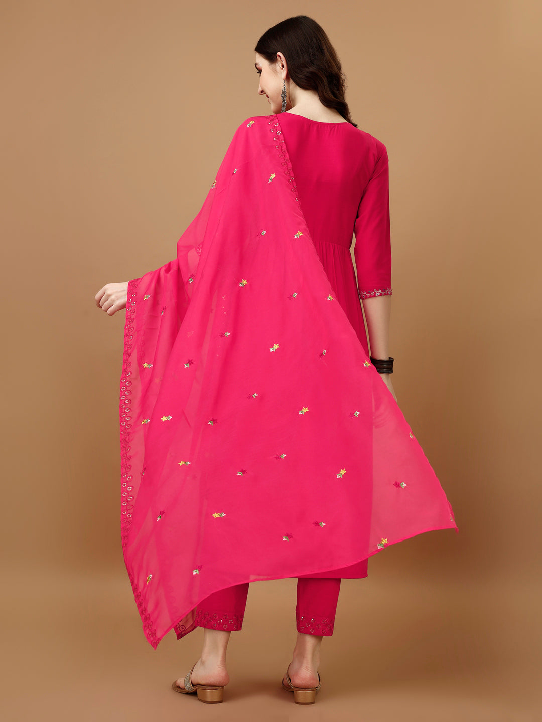 Nyra Cut Embroidered Kurta With Pant & Organza Embroidered Dupatta Luxury, Multicolor - Hiral Fashion | Grocsy