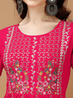 Nyra Cut Embroidered Kurta With Pant & Organza Embroidered Dupatta Luxury, Multicolor - Hiral Fashion | Grocsy