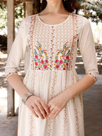 Nyra Cut Floral Front Embroidered Kurta With Pant & Organza Embroidered Dupatta Premium, Multicolor - Hiral Fashion | Grocsy