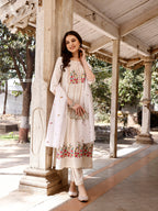 Nyra Cut Floral Front Embroidered Kurta With Pant & Organza Embroidered Dupatta Premium, Multicolor - Hiral Fashion | Grocsy