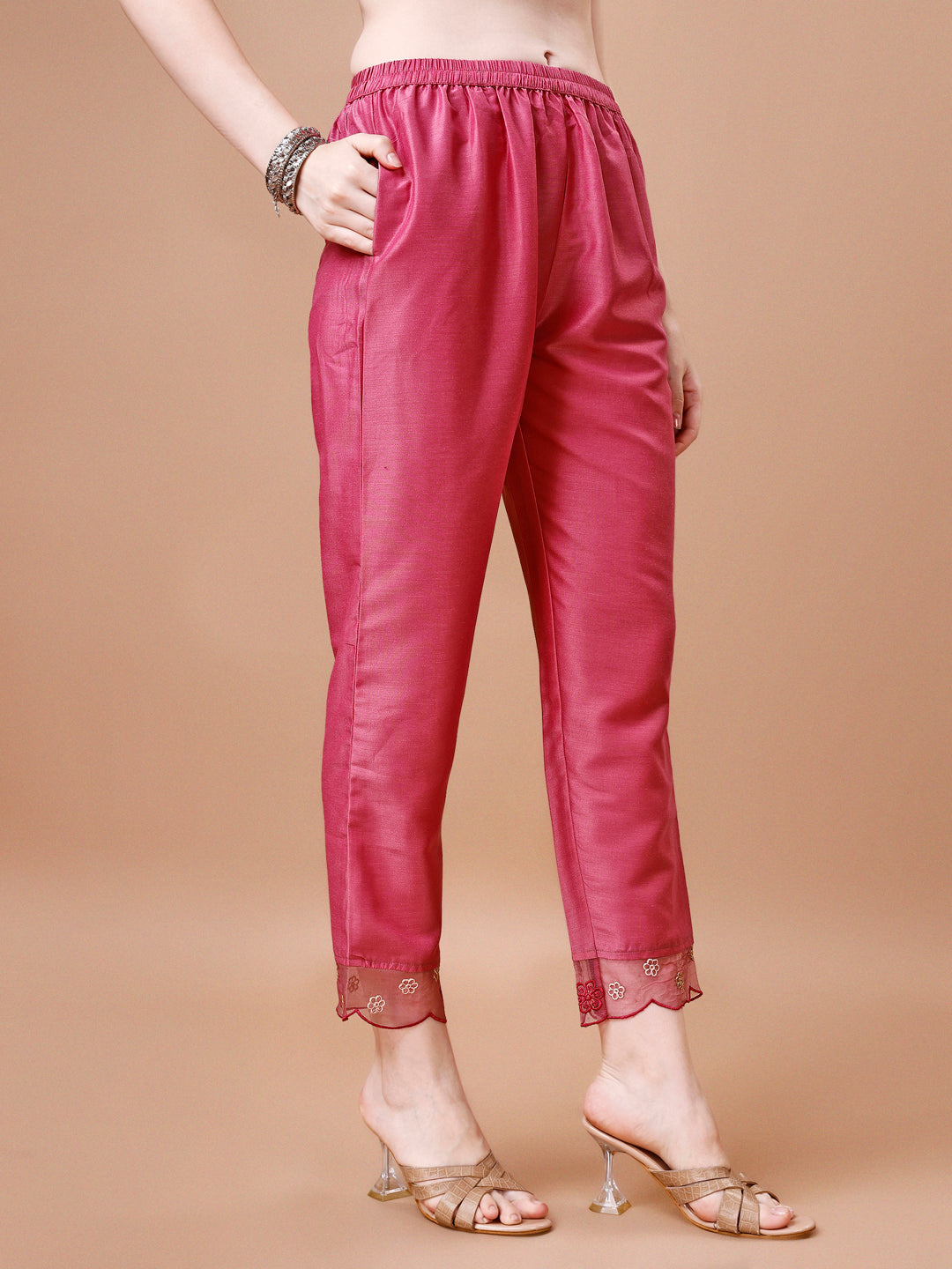 Hand Embroidered Kurta With Pant & Embroidered Organza Dupatta Premium, Multicolor - Hiral Fashion | Grocsy