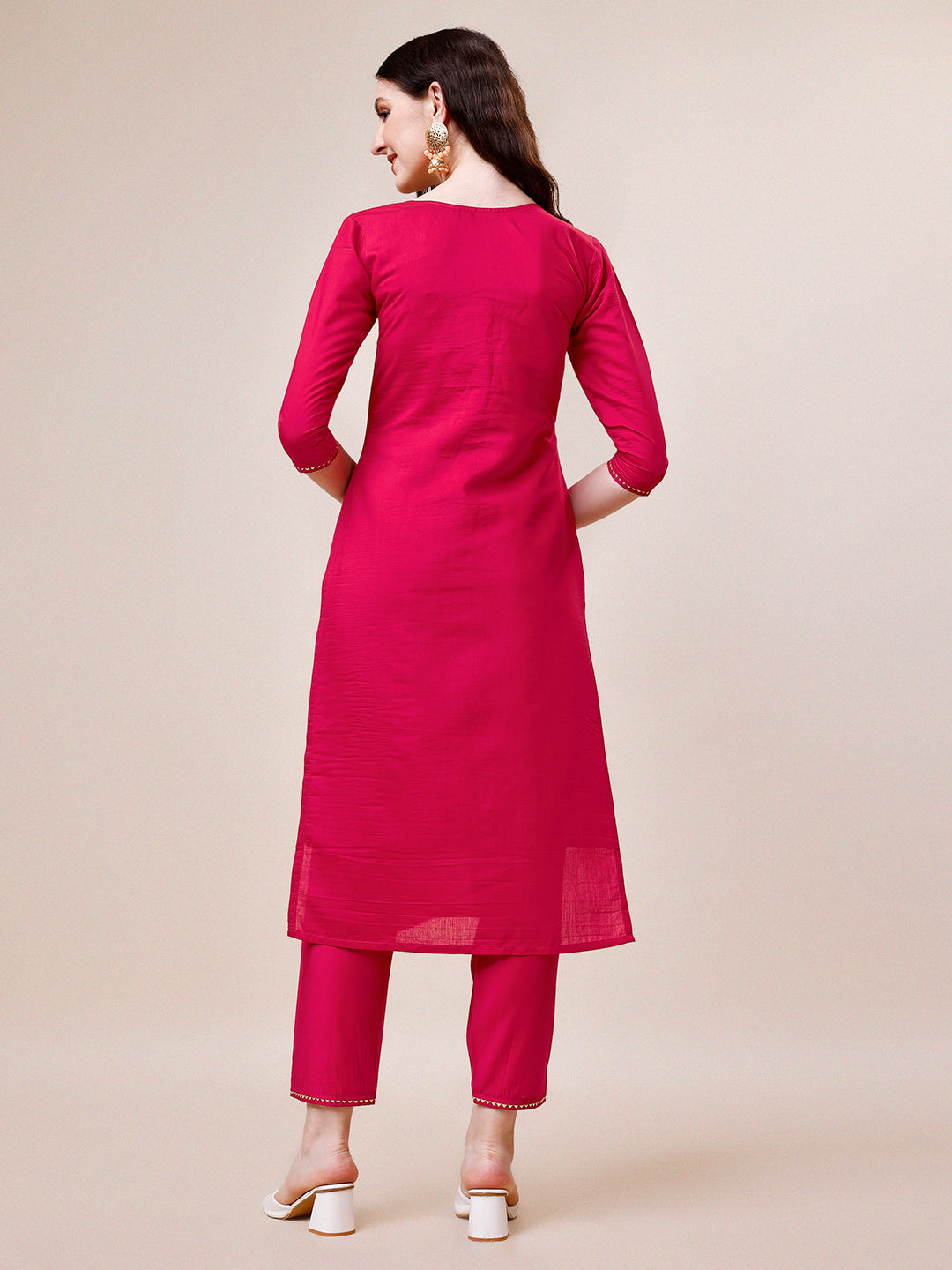 Hand Embroidered Kurta With Pant & Dupatta, Multicolor - Hiral Fashion | Grocsy