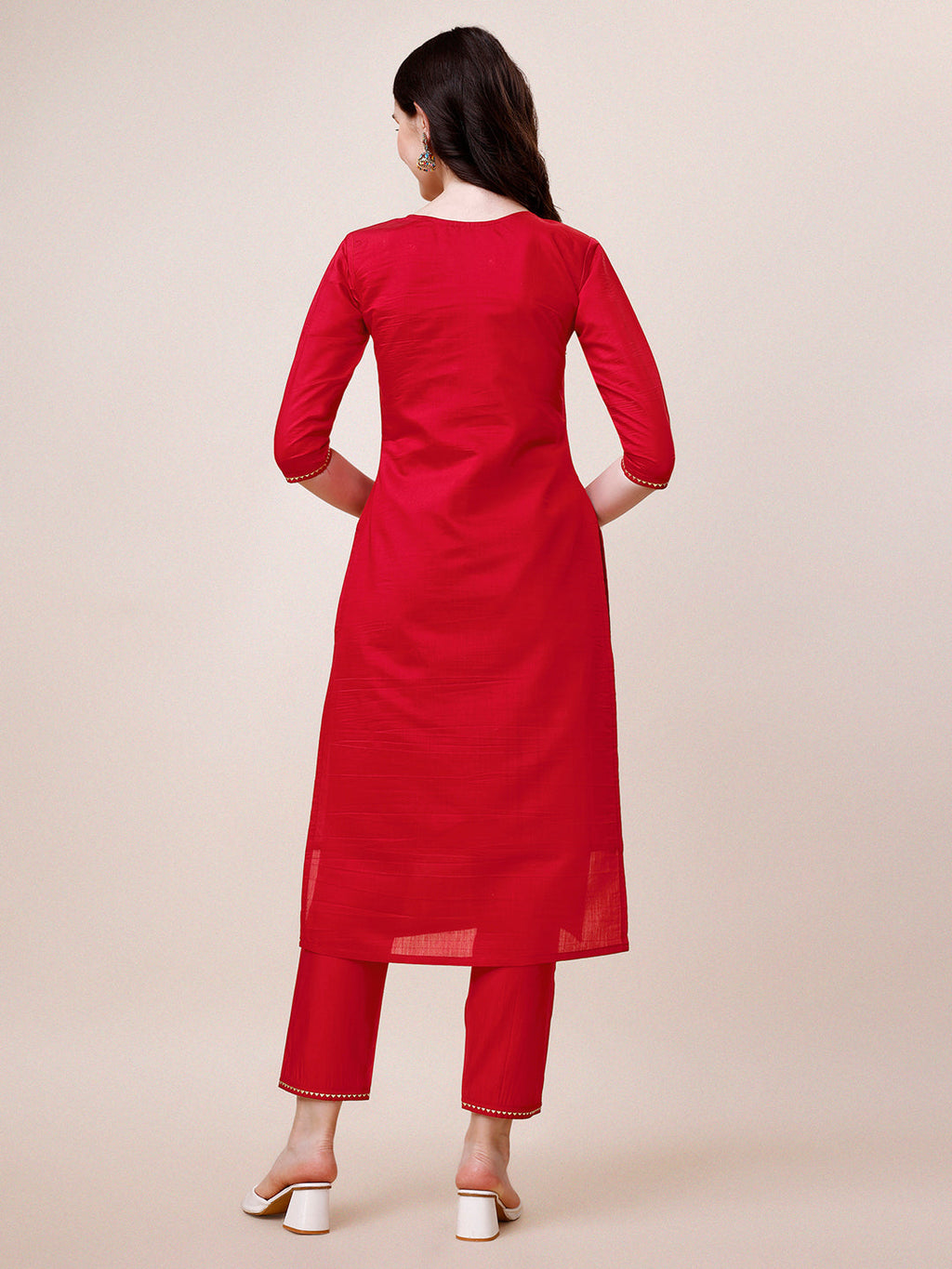 Hand Embroidered Kurta With Pant & Dupatta, Multicolor - Hiral Fashion | Grocsy