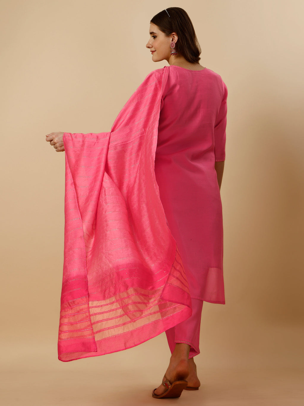 Embroidered Kurta With Pant And Dupatta Set, Multicolor - Hiral Fashion | Grocsy