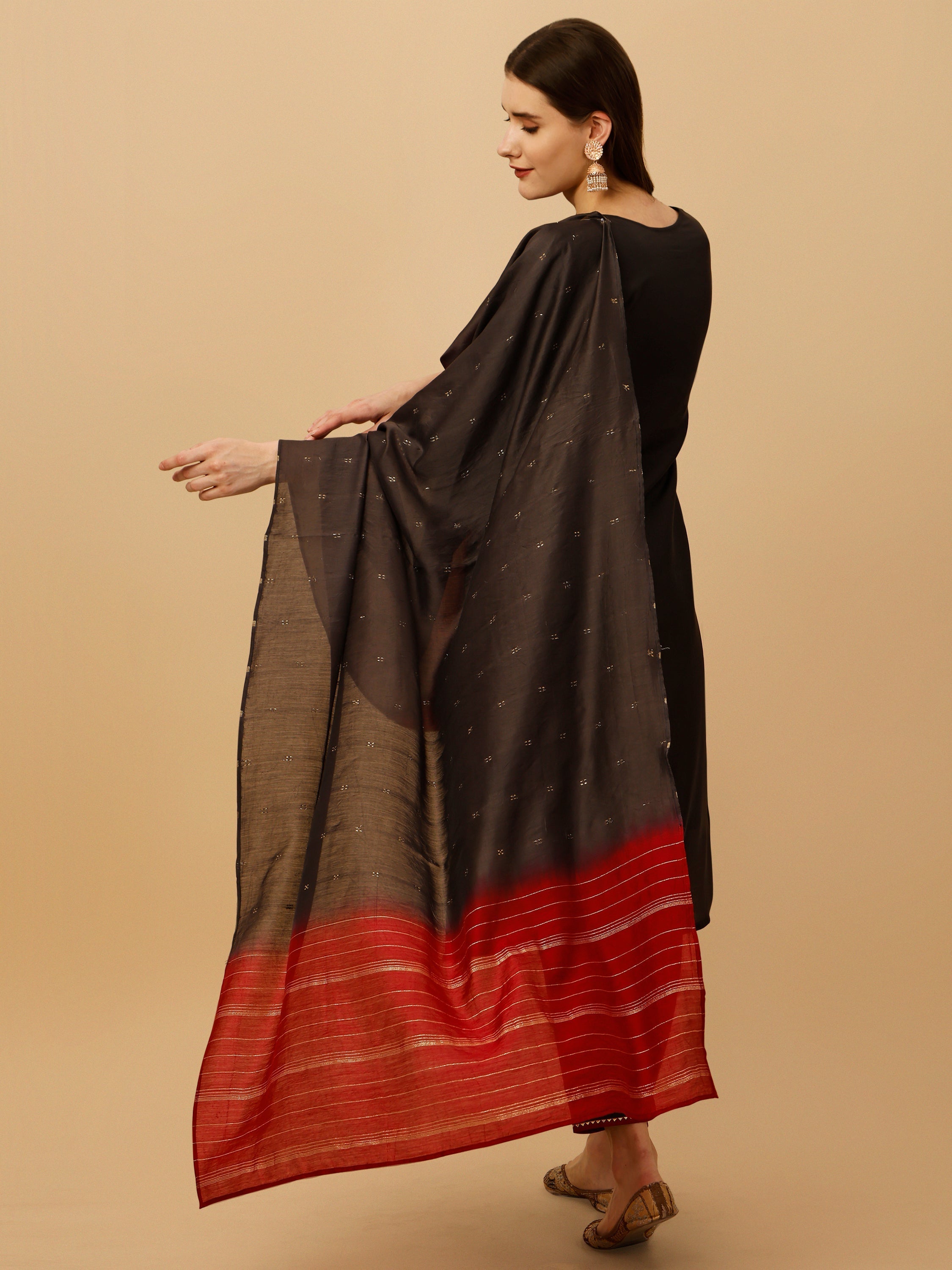Hand Embroidered Kurta With Pant And Dupatta Set, Multicolor - Hiral Fashion | Grocsy