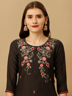 Hand Embroidered Kurta With Pant And Dupatta Set, Multicolor - Hiral Fashion | Grocsy