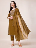 Hand Embroidered Kurta With Pant & Dupatta, Multicolor - Hiral Fashion | Grocsy
