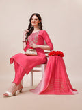 Embroidered Kurta With Pant And Dupatta Set, Multicolor - Hiral Fashion | Grocsy