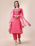 Hand Embroidered & Embroidered Kurta With Pant & 2 Toned Dyed Dupatta, Multicolor - Hiral Fashion | Grocsy