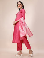 Hand Embroidered & Embroidered Kurta With Pant & 2 Toned Dyed Dupatta, Multicolor - Hiral Fashion | Grocsy
