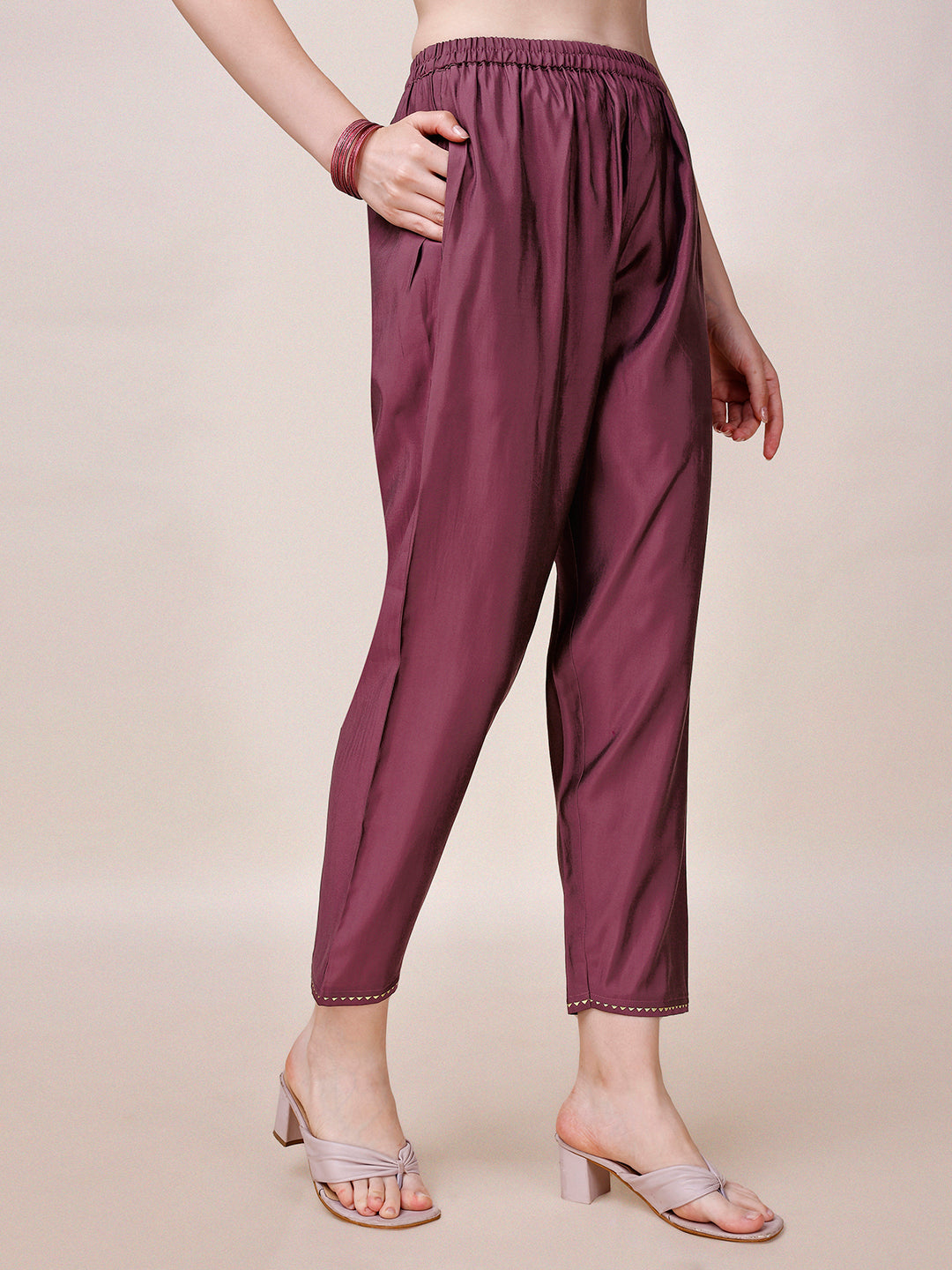 Hand Embroidered Kurta With Pant & Printed Dupatta, Multicolor - Hiral Fashion | Grocsy