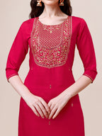 Embroidered Kurta With Pant And Dupatta Set, Multicolor - Hiral Fashion | Grocsy