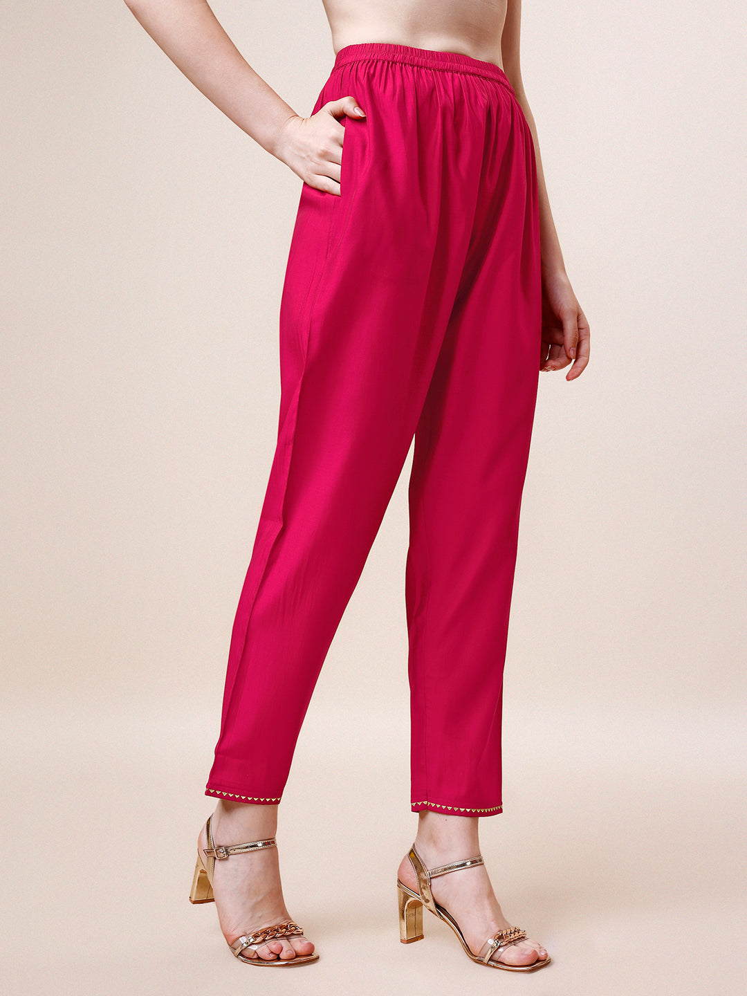 Hand Embroidered Kurta With Pant & Dupatta, Multicolor - Hiral Fashion | Grocsy