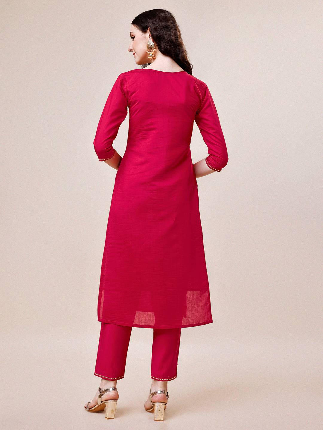 Hand Embroidered Kurta With Pant & Dupatta, Multicolor - Hiral Fashion | Grocsy
