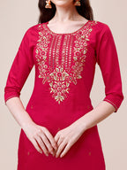 Hand Embroidered Kurta With Pant & Dupatta, Multicolor - Hiral Fashion | Grocsy