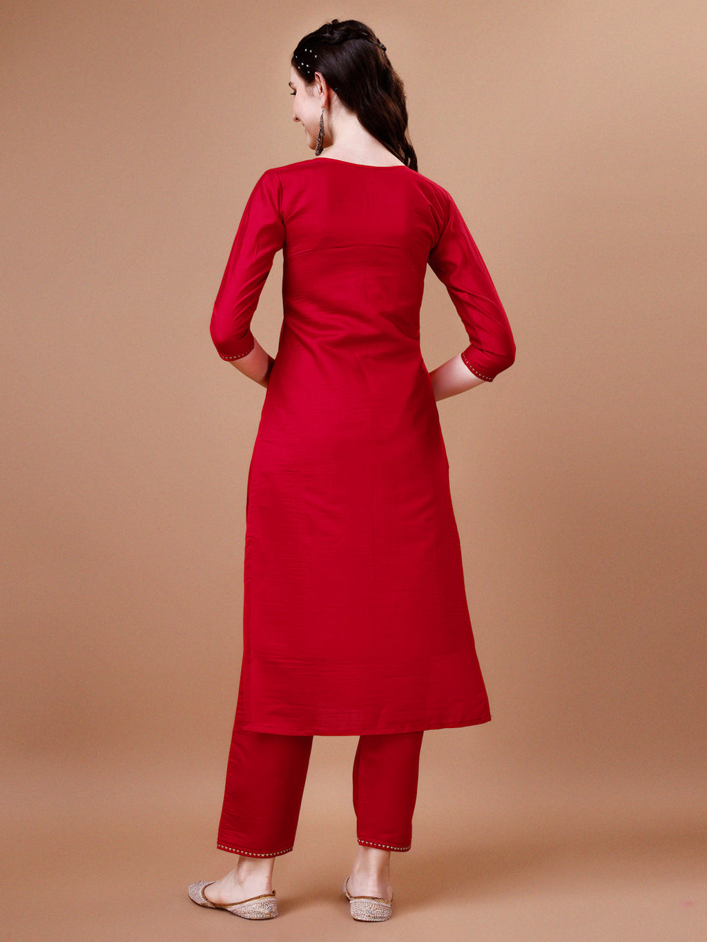 Hand Embroidered Kurta With Pant & Dupatta, Multicolor - Hiral Fashion | Grocsy