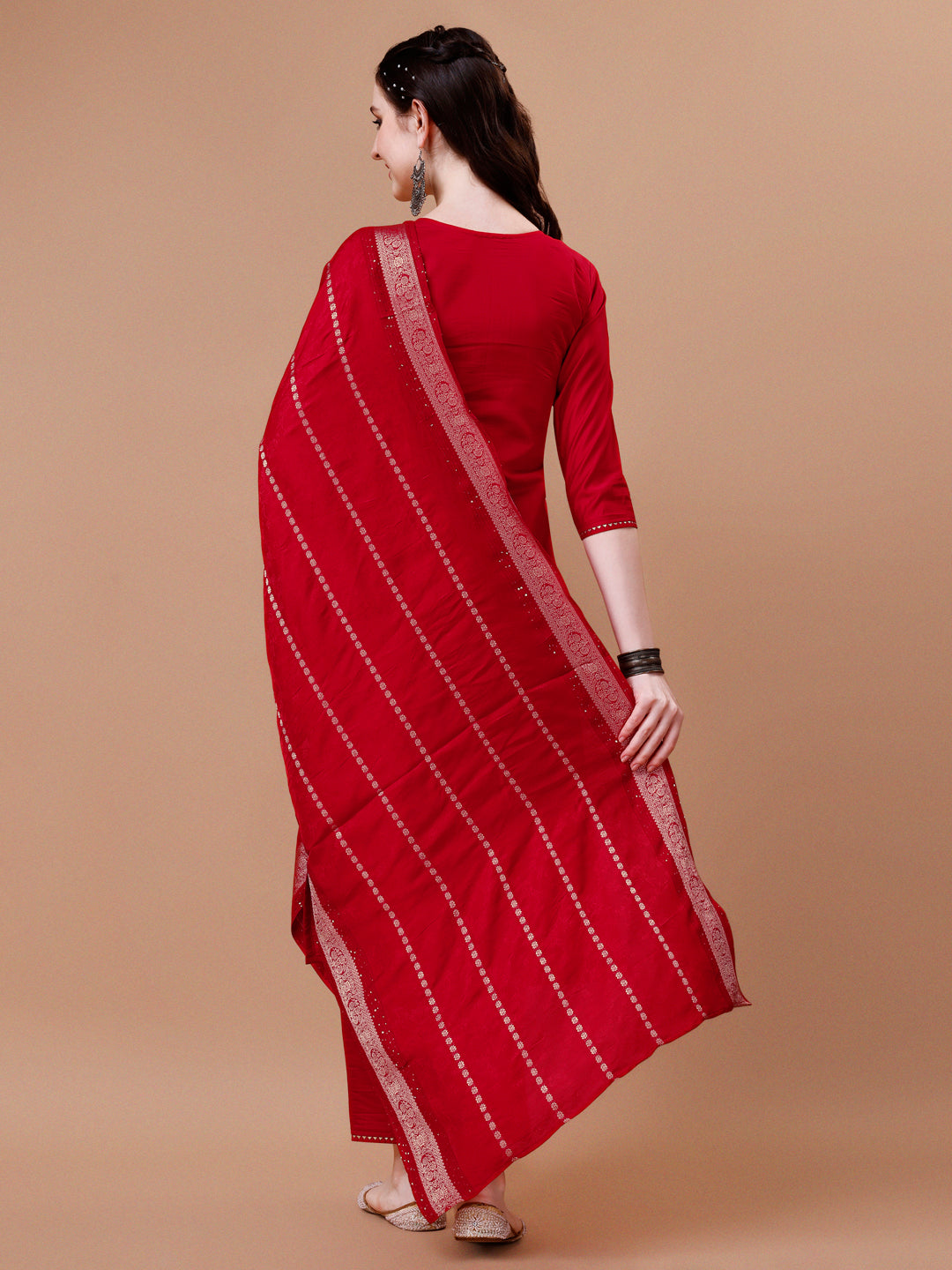 Hand Embroidered Kurta With Pant & Dupatta, Multicolor - Hiral Fashion | Grocsy