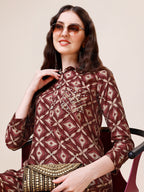 Hand Embroidered & Printed Collar 2 Piece Co-Ords Set, Multicolor - Hiral Fashion | Grocsy