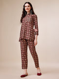 Hand Embroidered & Printed Collar 2 Piece Co-Ords Set, Multicolor - Hiral Fashion | Grocsy