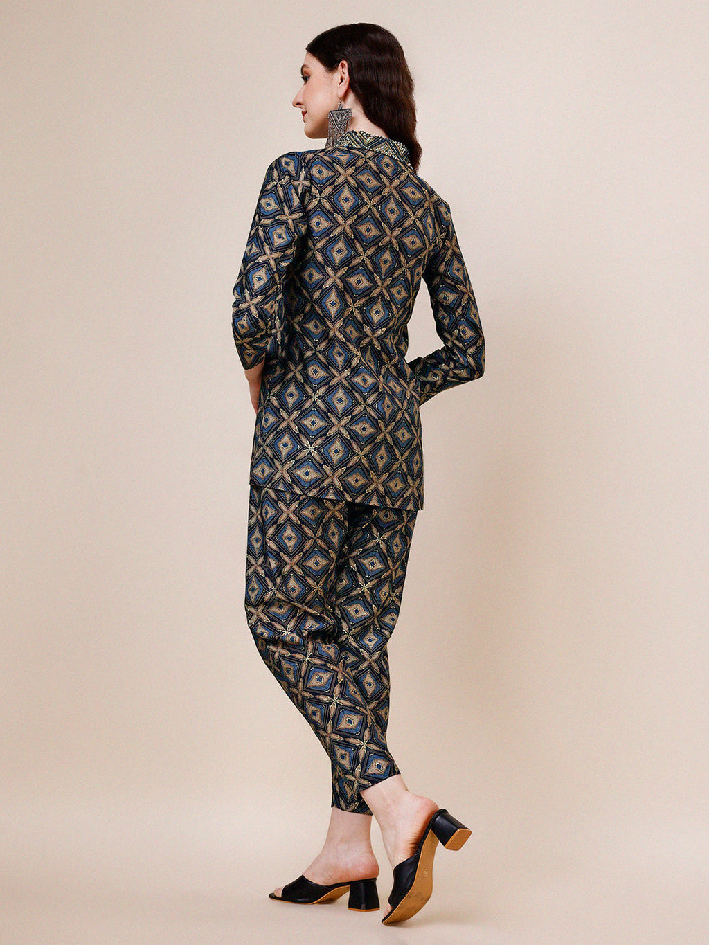 Hand Embroidered & Printed Collar 2 Piece Co-Ords Set, Multicolor - Hiral Fashion | Grocsy