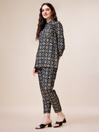 Hand Embroidered & Printed Collar 2 Piece Co-Ords Set, Multicolor - Hiral Fashion | Grocsy