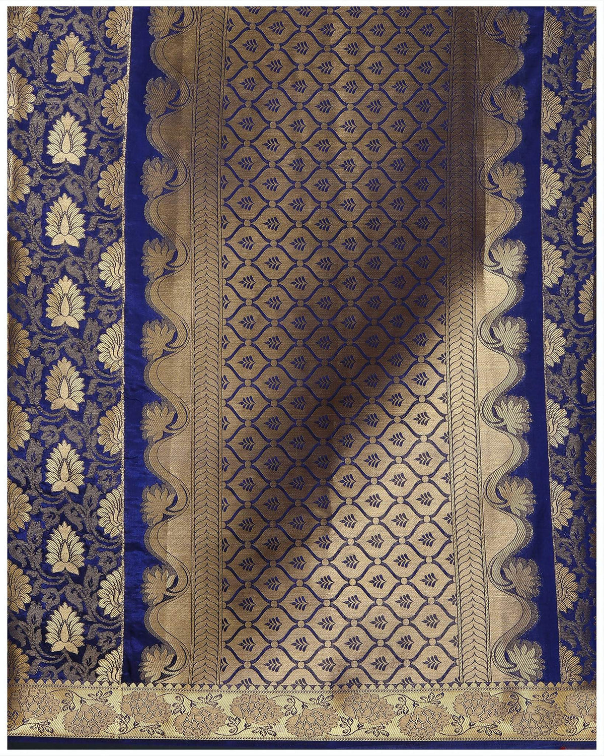 Mimosa Women's Kanchipuram Silk Navy Blue Saree | Grocsy