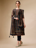 Ethnic Motif Printed Kurta With Pant & Printed Dupatta, Multicolor - Hiral Fashion | Grocsy
