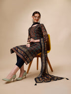 Ethnic Motif Printed Kurta With Pant & Printed Dupatta, Multicolor - Hiral Fashion | Grocsy