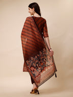 Leheriya Printed & Embroidered Kurta With Pant And Dupatta Set, Multicolor - Hiral Fashion | Grocsy