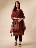Leheriya Printed & Embroidered Kurta With Pant And Dupatta Set, Multicolor - Hiral Fashion | Grocsy