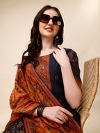 Ethnic Motif Printed & Embroidered Kurta With Pant & Dupatta Set, Multicolor - Hiral Fashion | Grocsy