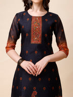 Ethnic Motif Printed & Embroidered Kurta With Pant & Dupatta Set, Multicolor - Hiral Fashion | Grocsy