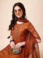 Ethnic Motif Printed & Embroidered Kurta With Pant & Dupatta Set, Multicolor - Hiral Fashion | Grocsy