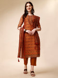 Ethnic Motif Printed & Embroidered Kurta With Pant & Dupatta Set, Multicolor - Hiral Fashion | Grocsy